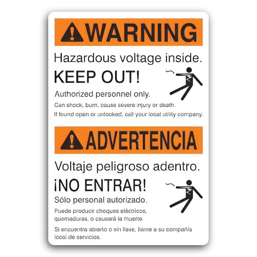 2 (Pieces) 3" and 5" Warning Sign - Hazardous Voltage Sticker, Waterproof Vinyl Decals for Many Purp