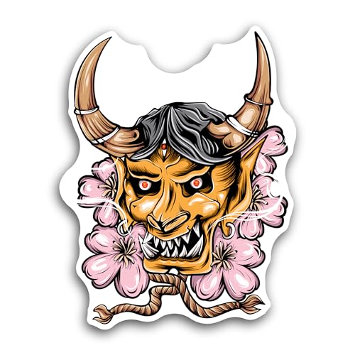 2 (Pieces) 3" and 5" Demon Mask Sticker, Waterproof Vinyl Decals for Many Purpose Like Cars, Trucks,