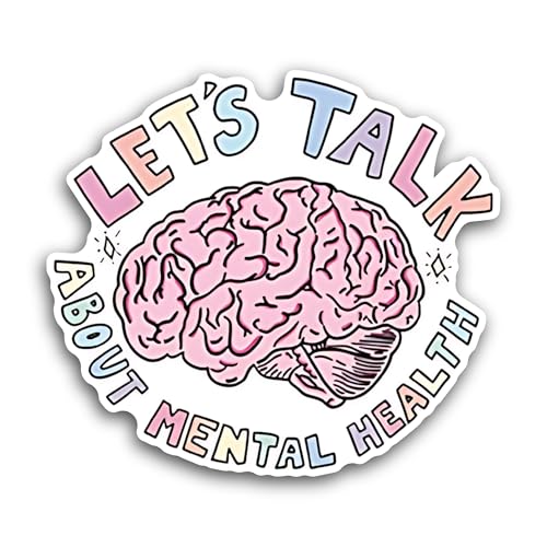 2 (Pieces) 3" and 5" Let's Talk About Mental Health Sticker, Waterproof Vinyl Decals for Many Purpos