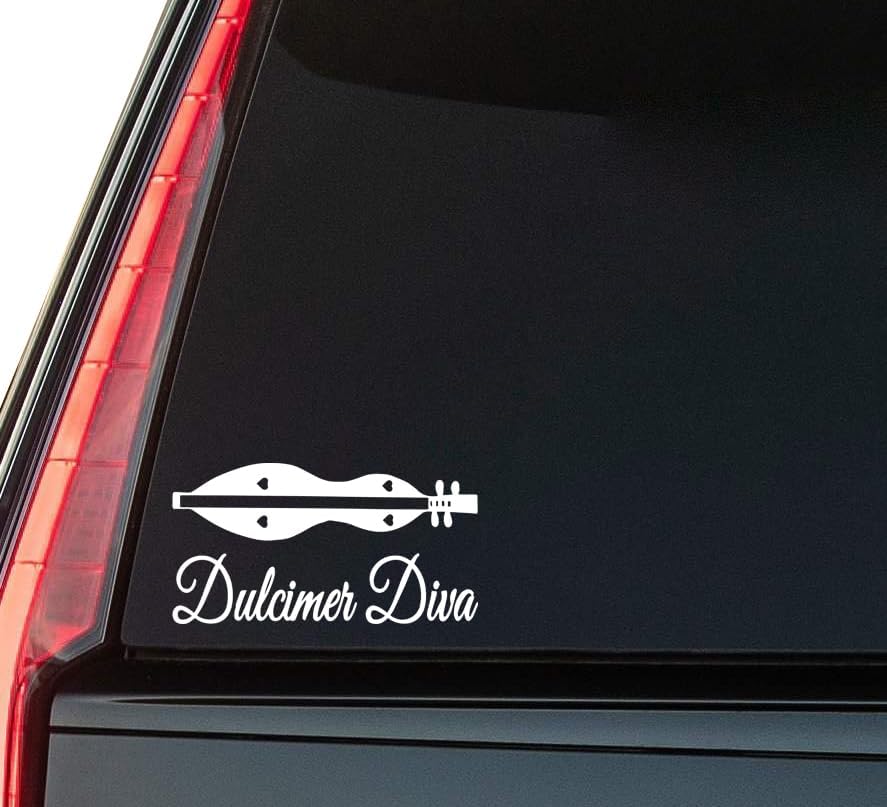 Dulcim3r Window Vinyl Decal Sticker 6" (White), Waterproof Vinyl Decals for Many Purpose Like Cars, Trucks, Laptops, Phones, Windows and More