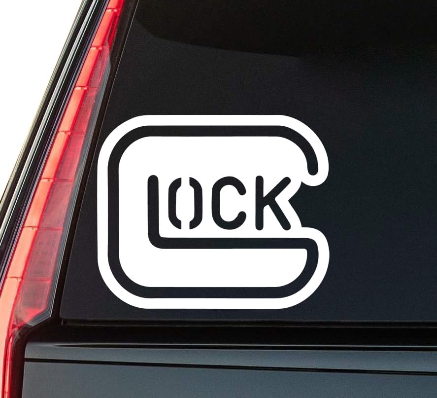 Gl0ck Window Vinyl Decal Sticker 6" (White), Waterproof Vinyl Decals for Many Purpose Like Cars, Trucks, Laptops, Phones, Windows and More