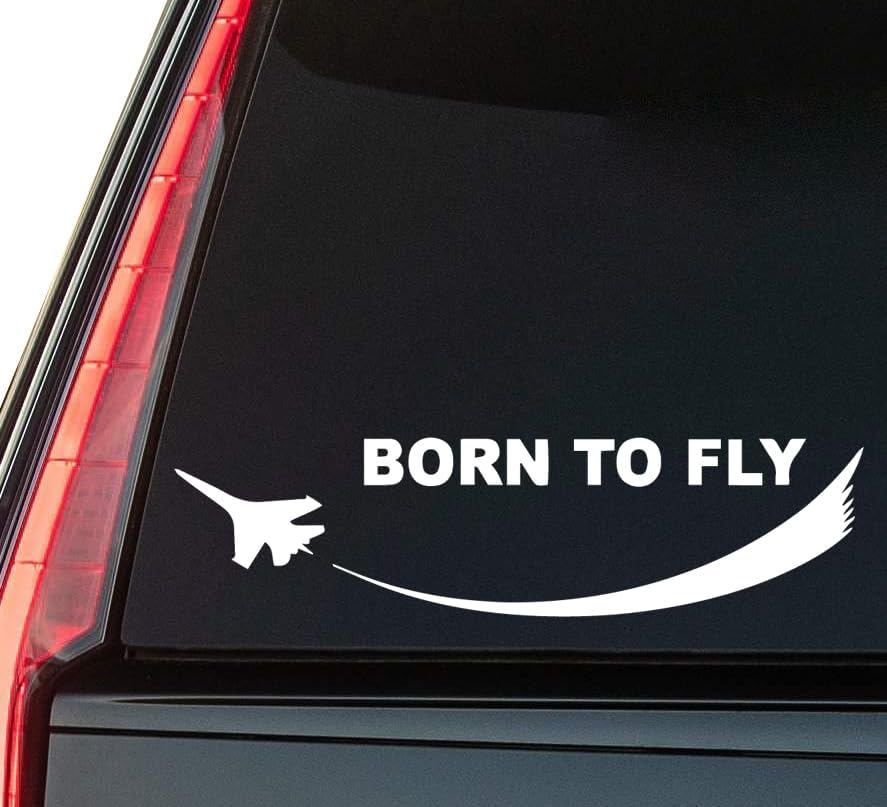 Born to Fly Window Vinyl Decal Sticker 6" (White), Waterproof Vinyl Decals for Many Purpose Like Cars, Trucks, Laptops, Phones, Windows and More