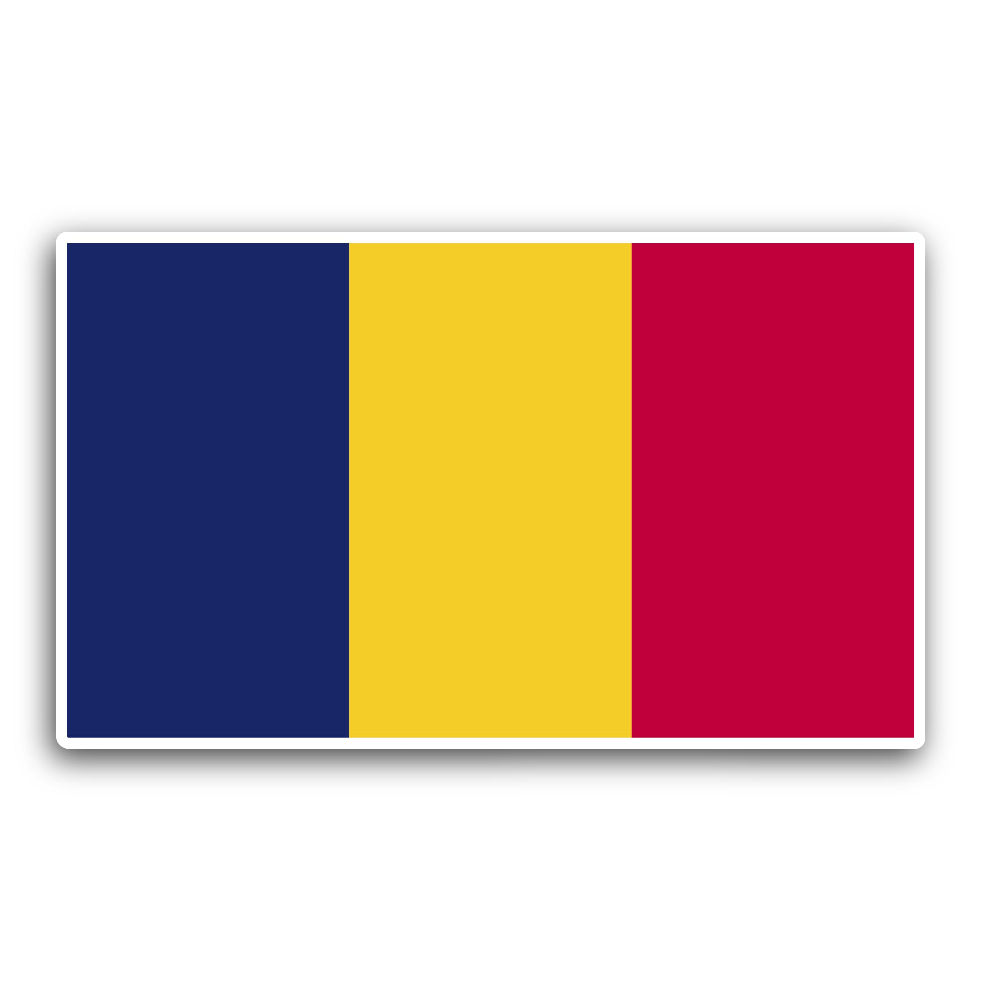 2 (Pieces) 3" and 5" Chad Flag Sticker, Waterproof Vinyl Decals for Many Purpose Like Cars, Trucks, 