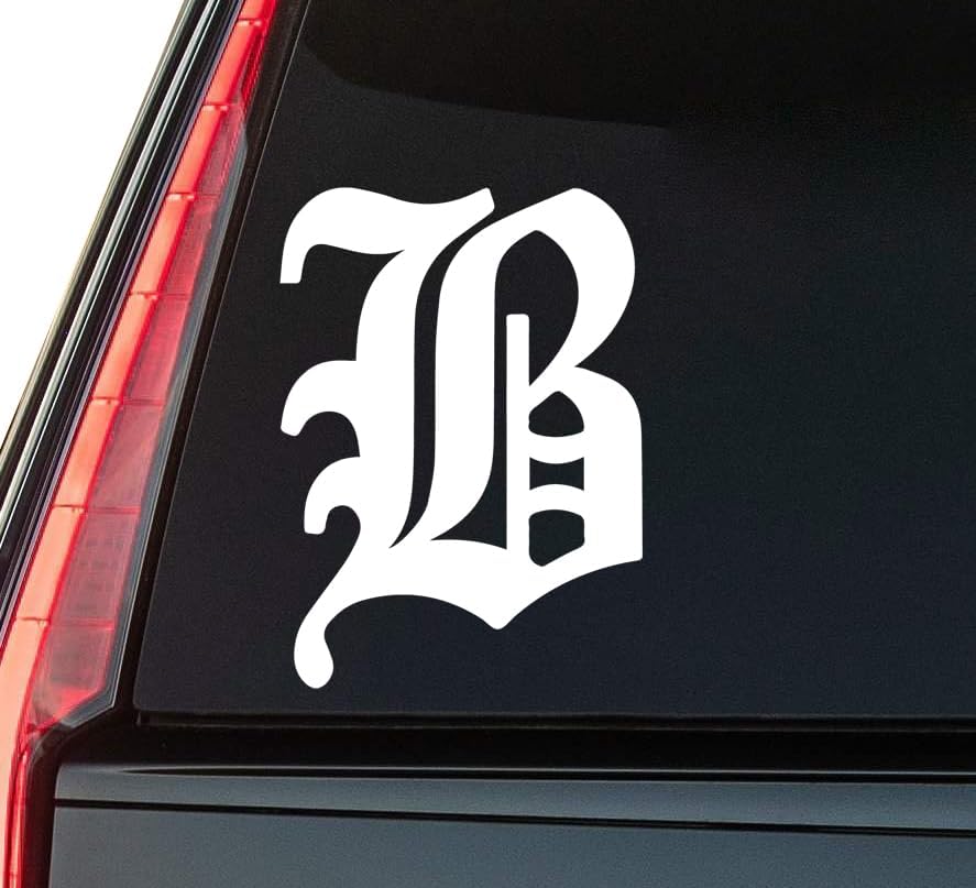 Vintage Letter B Window Vinyl Decal Sticker 6" (White), Waterproof Vinyl Decals for Many Purpose Like Cars, Trucks, Laptops, Phones, Windows and More