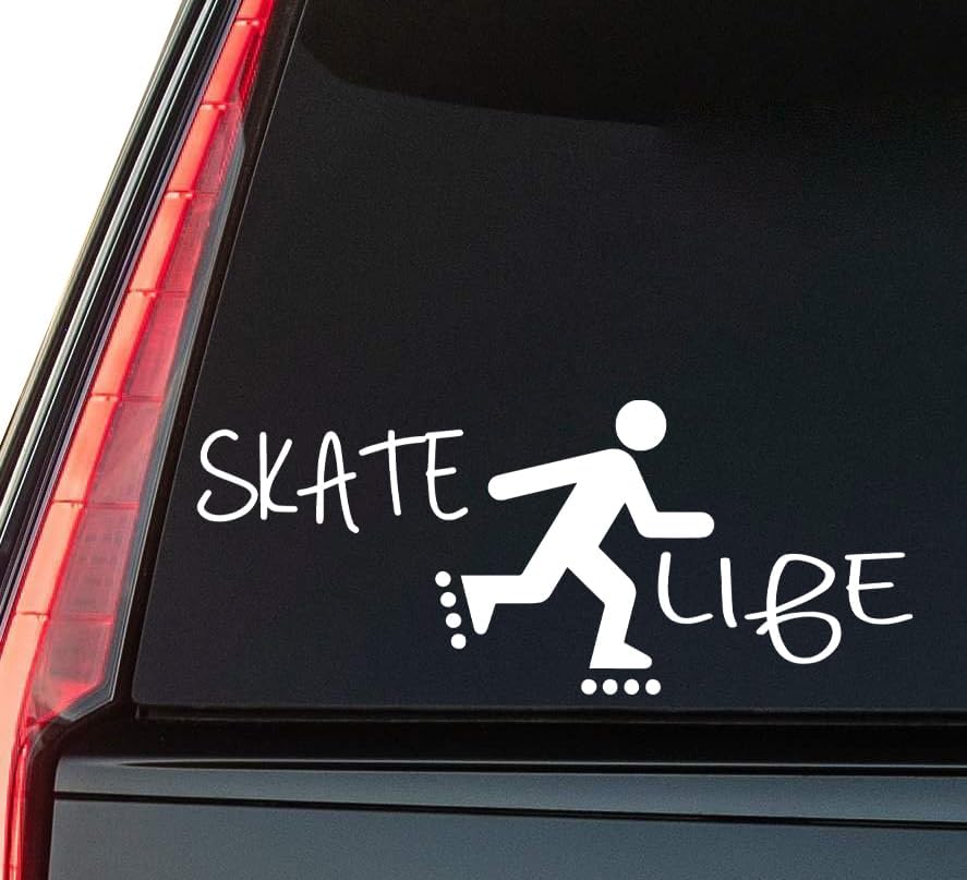 Skate Window Vinyl Decal Sticker 6" (White), Waterproof Vinyl Decals for Many Purpose Like Cars, Trucks, Laptops, Phones, Windows and More