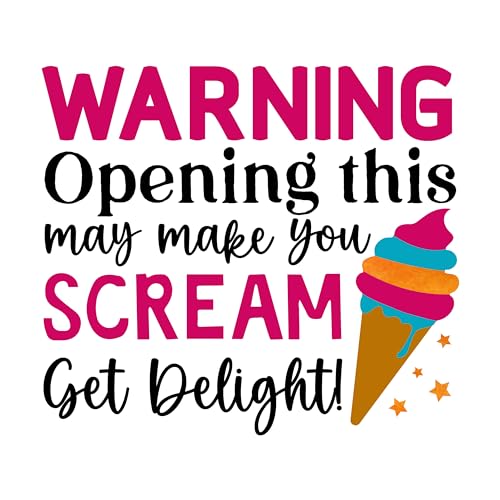 2 (Pieces) 3" and 5" Stickers n Decals Warning Opening This May Make You Scream Get Delight! - Motiv