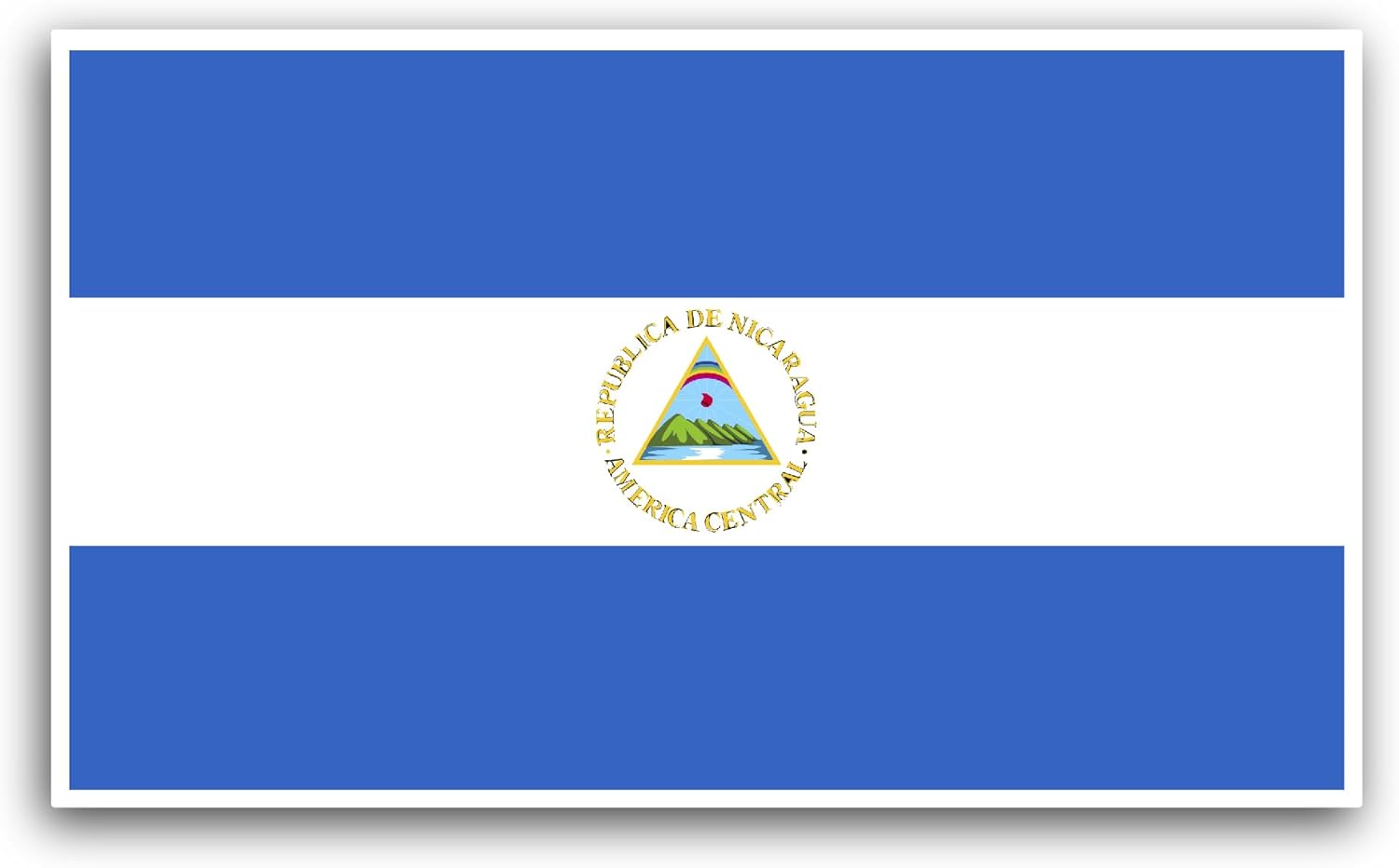 2 (Pieces) 3" and 5" Nicaragua Flag Sticker, Waterproof Vinyl Decals for Many Purpose Like Cars, Trucks, Laptops, Phones, Windows and More