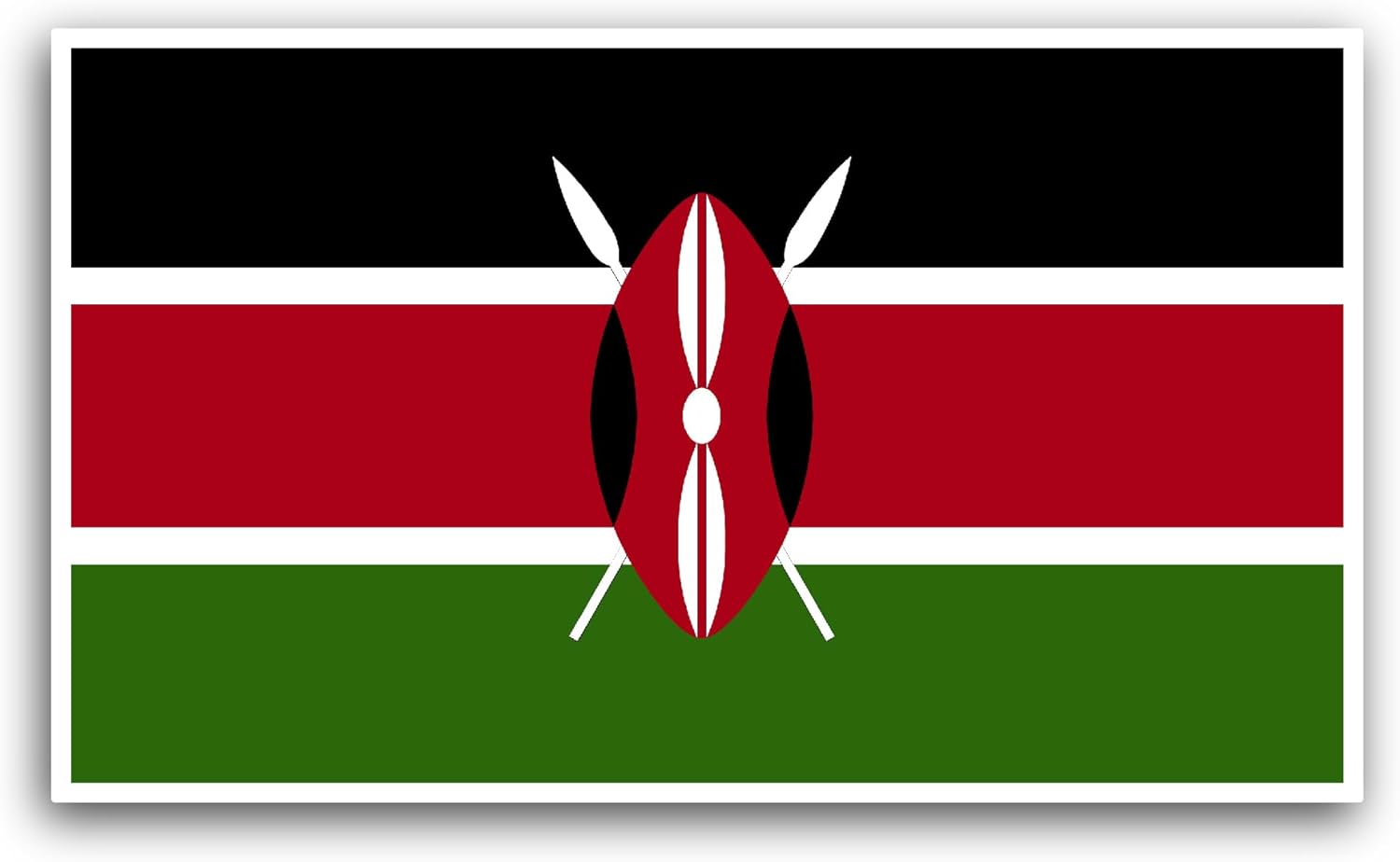 2 (Pieces) 3" and 5" Kenya Flag Sticker, Waterproof Vinyl Decals for Many Purpose Like Cars, Trucks, Laptops, Phones, Windows and More