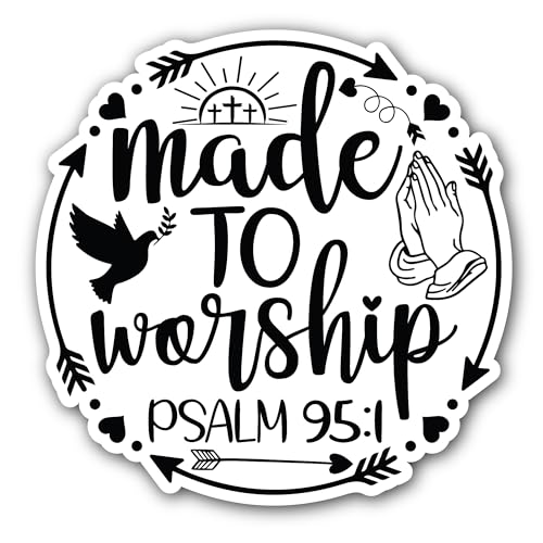 2 (Pieces) 3" and 5" Made to Worship Sticker, Waterproof Vinyl Decals for Many Purpose Like Cars, Tr