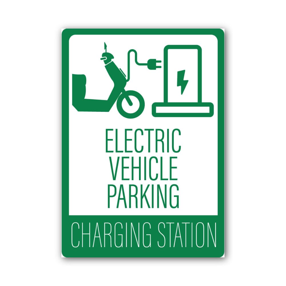 2 (Pieces) 3" and 5" Electric Vehicle Parking Charging Station Sticker, Waterproof Vinyl Decals for 