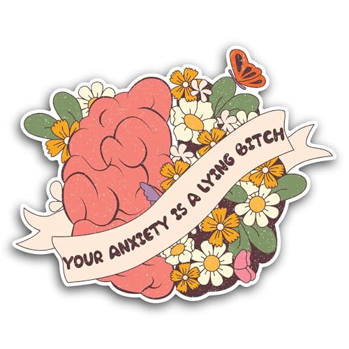 2 (Pieces) 3" and 5" Your Anxiety is A Lying TextSticker, Waterproof Vinyl Decals for Many Purpose L