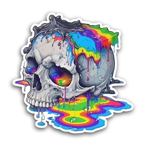 2 (Pieces) 3" and 5" Colorful Skull Head Sticker, Waterproof Vinyl Decals for Many Purpose Like Cars