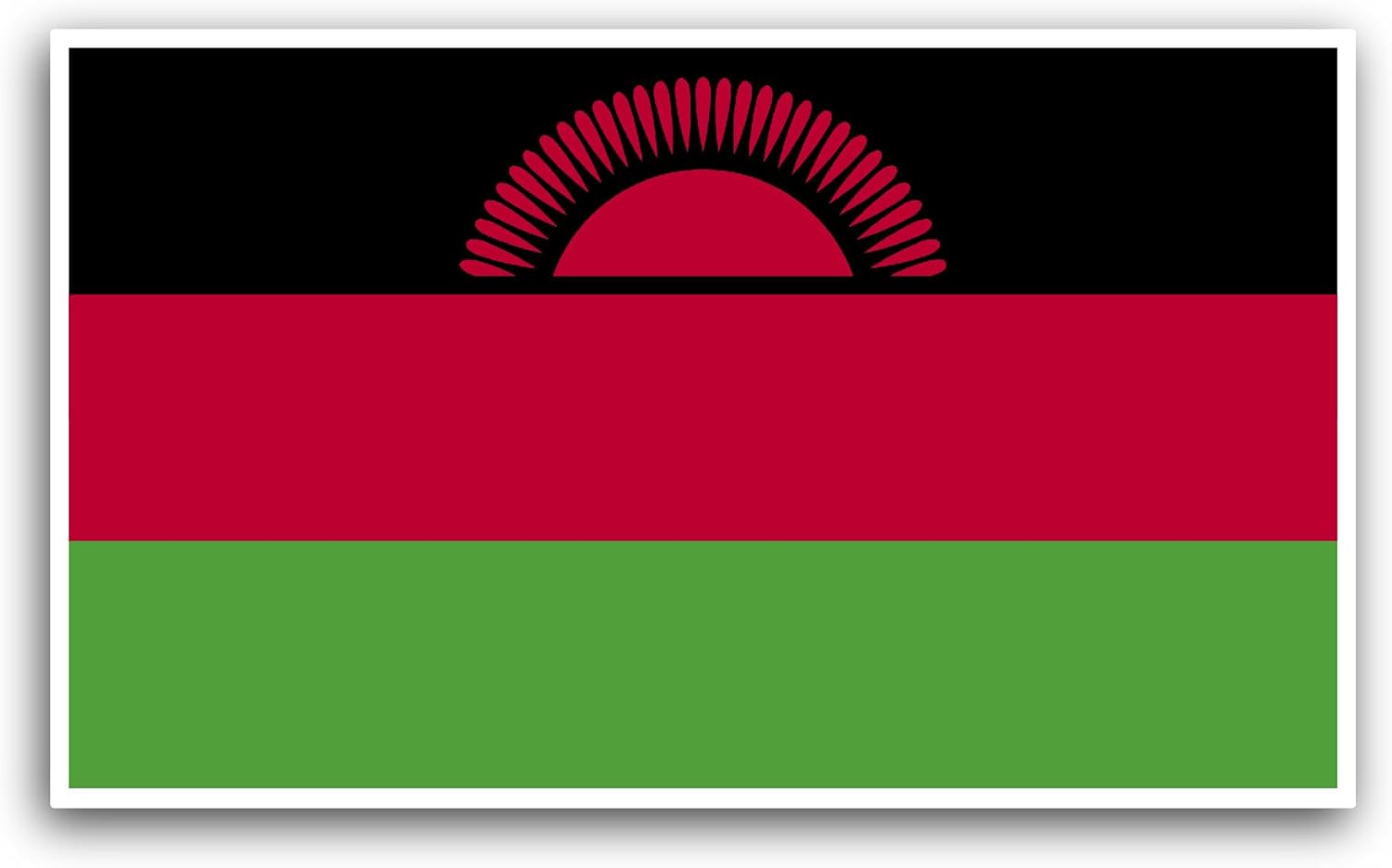 2 (Pieces) 3" and 5" Malawi Flag Sticker, Waterproof Vinyl Decals for Many Purpose Like Cars, Trucks, Laptops, Phones, Windows and More