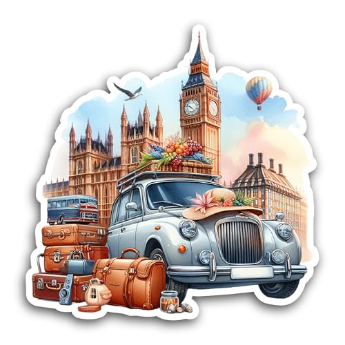 2 (Pieces) 3" and 5" Car in London Sticker, Waterproof Vinyl Decals for Many Purpose Like Cars, Truc