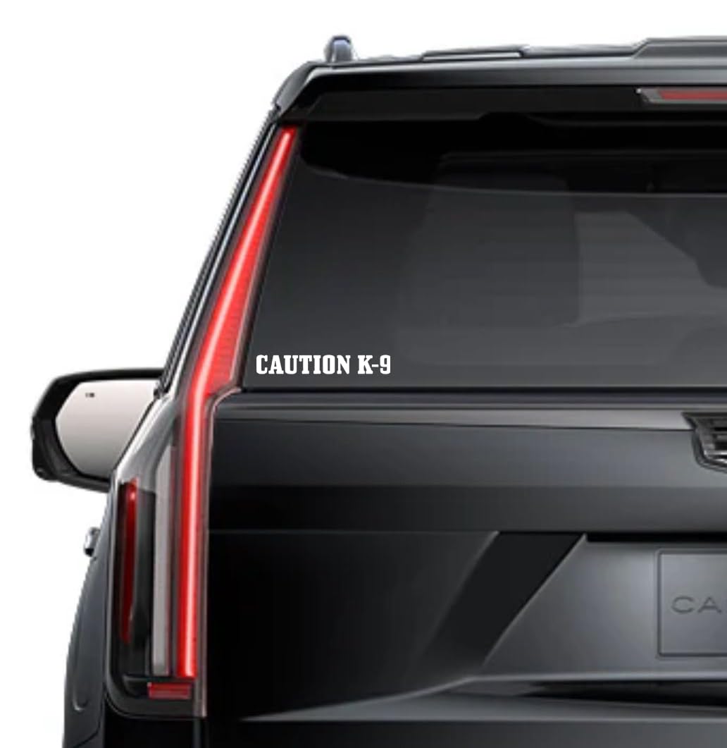 Caution K 9 Window Vinyl Decal Sticker 6" (White), Waterproof Vinyl Decals for Many Purpose Like Car