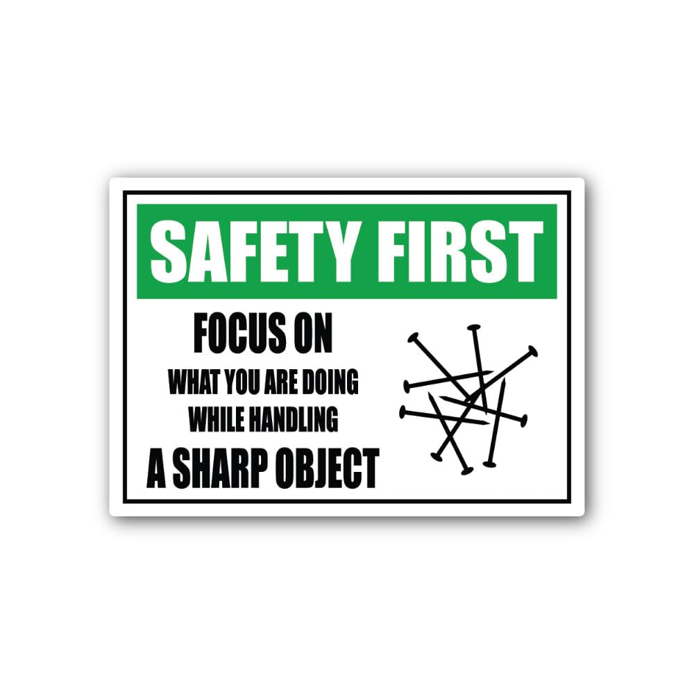 2 (Pieces) 3" and 5" Doing While HANDLING A Sharp Object Sign Sticker, Waterproof Vinyl Decals for M