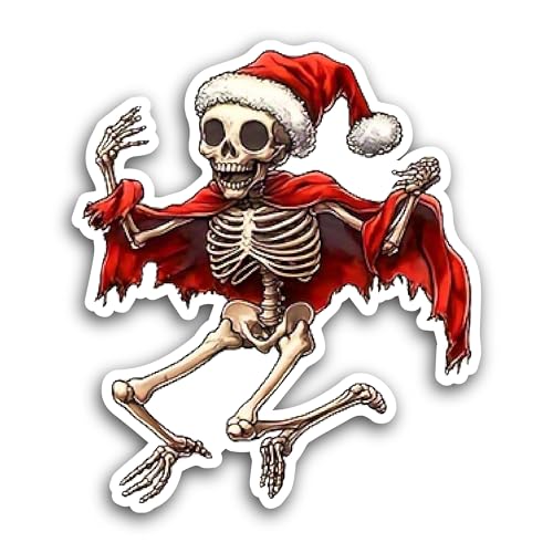 2 (Pieces) 3" and 5" Funny Christmas Skeleton Sticker, Waterproof Vinyl Decals for Many Purpose Like