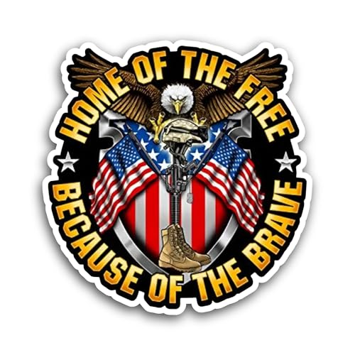 2 (Pieces) 3" and 5" Home of The Free Text Sticker, Waterproof Vinyl Decals for Many Purpose Like Ca