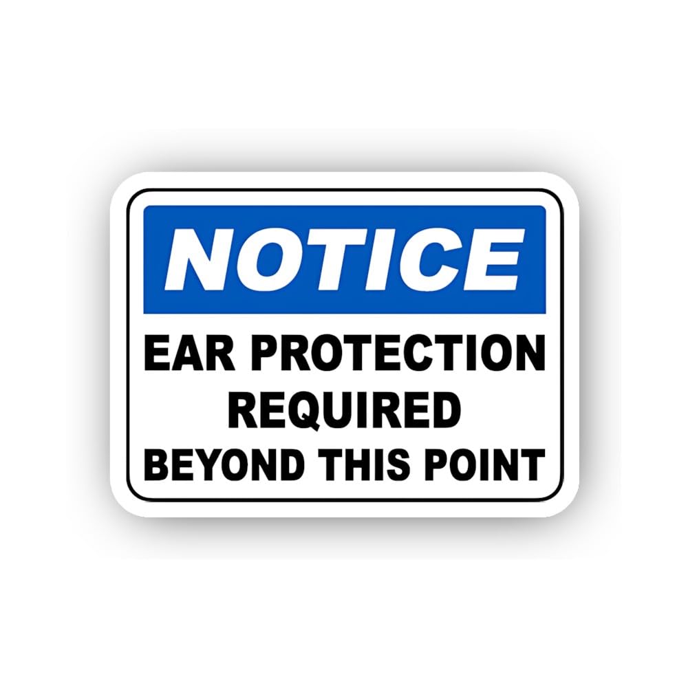 2 (Pieces) 3" and 5" English Notice Ear Protection Required Sticker, Waterproof Vinyl Decals for Man