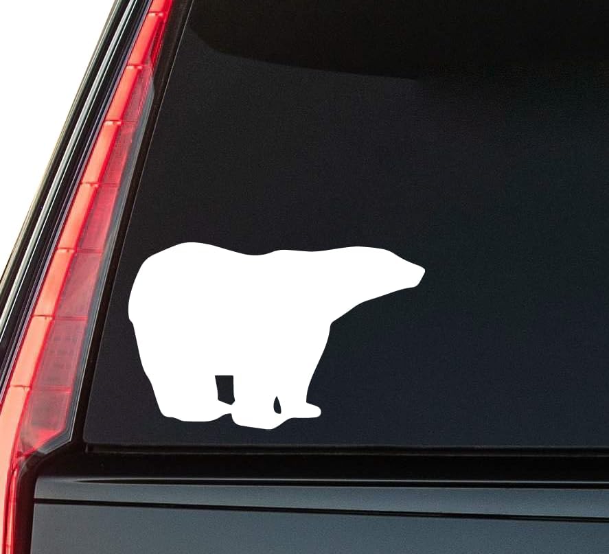 Polar Bear Window Vinyl Decal Sticker 6" (White), Waterproof Vinyl Decals for Many Purpose Like Cars, Trucks, Laptops, Phones, Windows and More