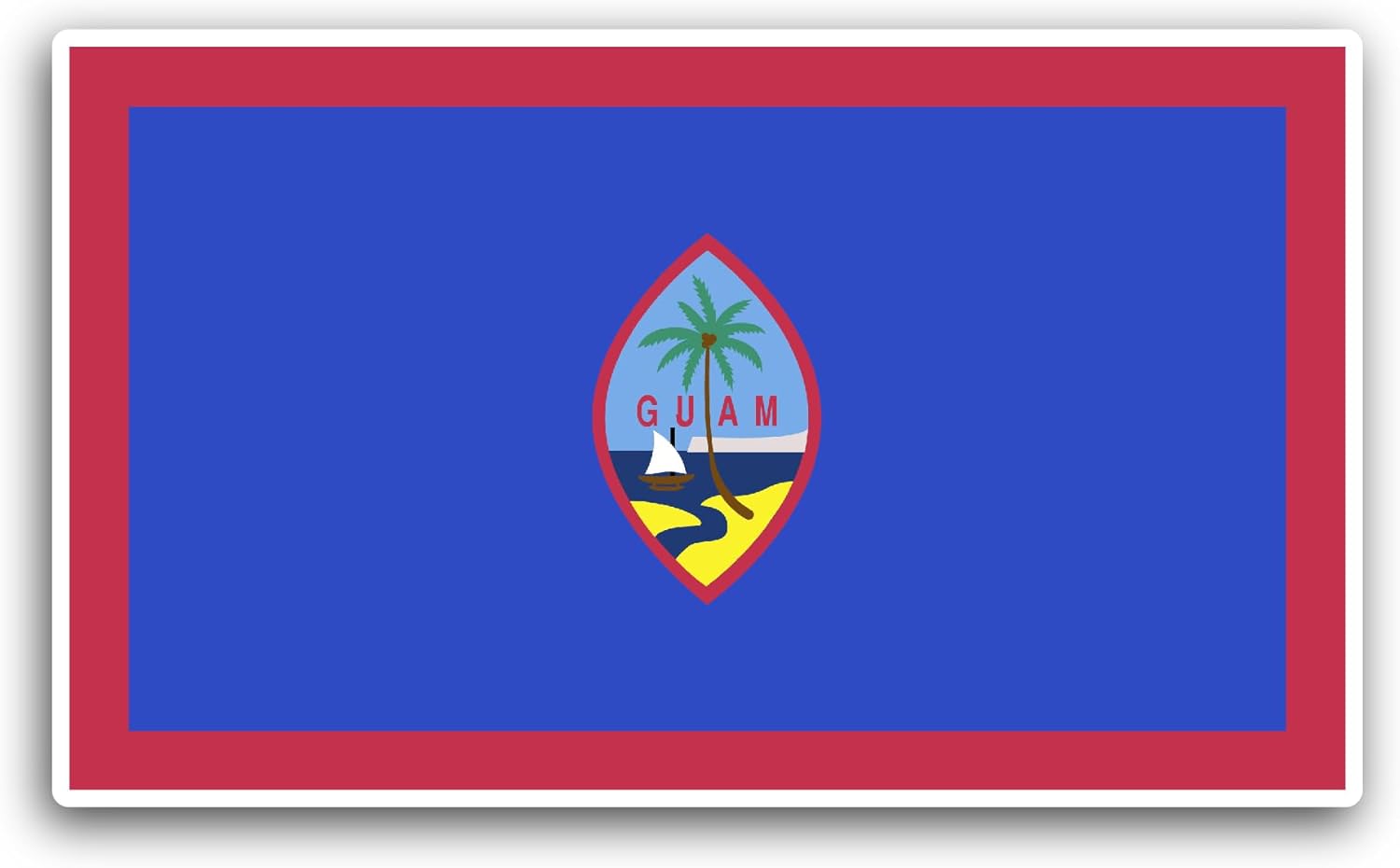 2 (Pieces) 3" and 5" Guam Flag Sticker, Waterproof Vinyl Decals for Many Purpose Like Cars, Trucks, Laptops, Phones, Windows and More