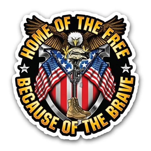2 (Pieces) 3" and 5" Home of The Free Sticker, Waterproof Vinyl Decals for Many Purpose Like Cars, T