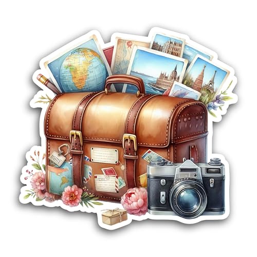 2 (Pieces) 3" and 5" Suitcase with Camera Sticker, Waterproof Vinyl Decals for Many Purpose Like Car