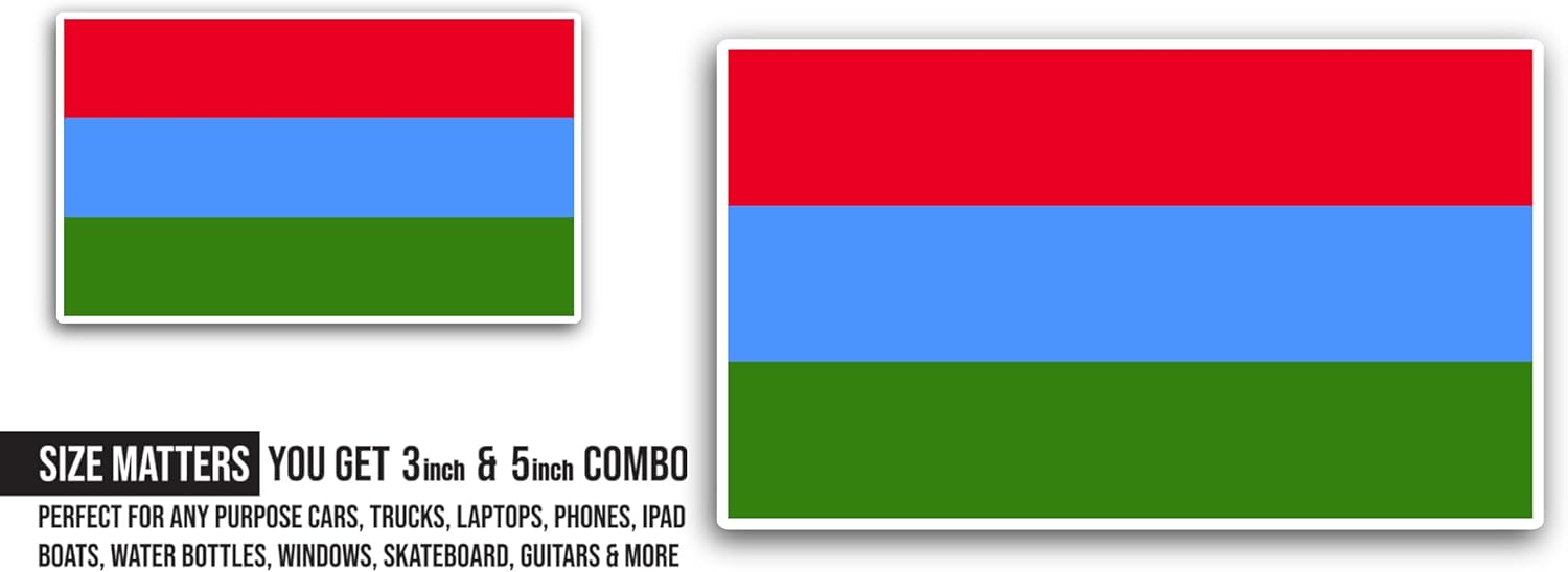 2 (Pieces) 3" and 5" Karelia Flag Sticker, Waterproof Vinyl Decals for Many Purpose Like Cars, Trucks, Laptops, Phones, Windows and More