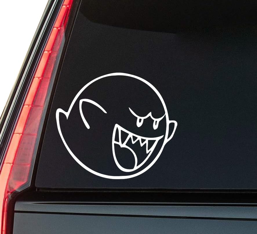 Cute Ghost Window Vinyl Decal Sticker 6" (White), Waterproof Vinyl Decals for Many Purpose Like Cars, Trucks, Laptops, Phones, Windows and More