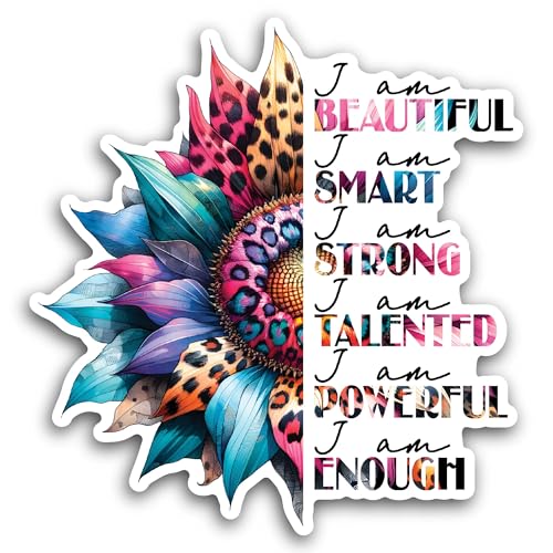 2 (Pieces) 3" and 5" I Am Beautiful Sticker, Waterproof Vinyl Decals for Many Purpose Like Cars, Tru
