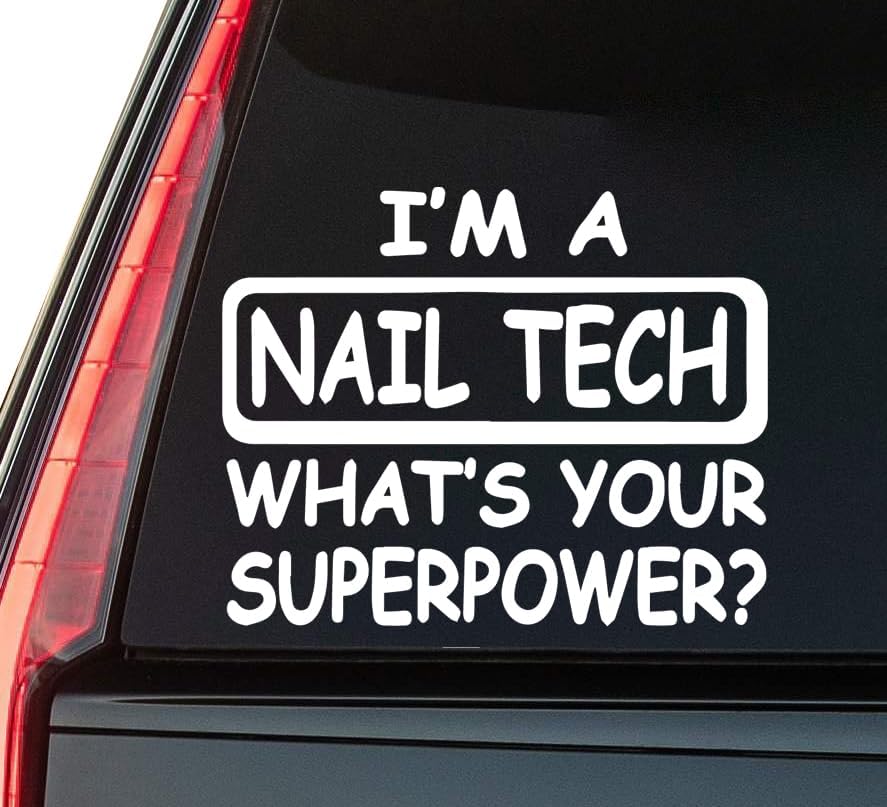 Nail Tech Window Vinyl Decal Sticker 6" (White), Waterproof Vinyl Decals for Many Purpose Like Cars, Trucks, Laptops, Phones, Windows and More