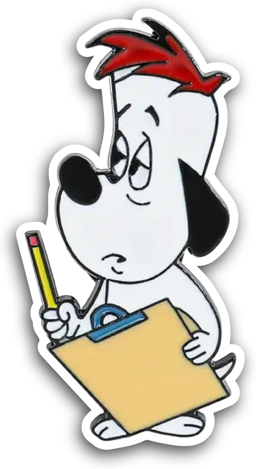 2 (Pieces) 3" and 5" White Dog with Pencil Sticker, Waterproof Vinyl Decals for Many Purpose Like Cars, Trucks, Laptops, Phones, Windows and More