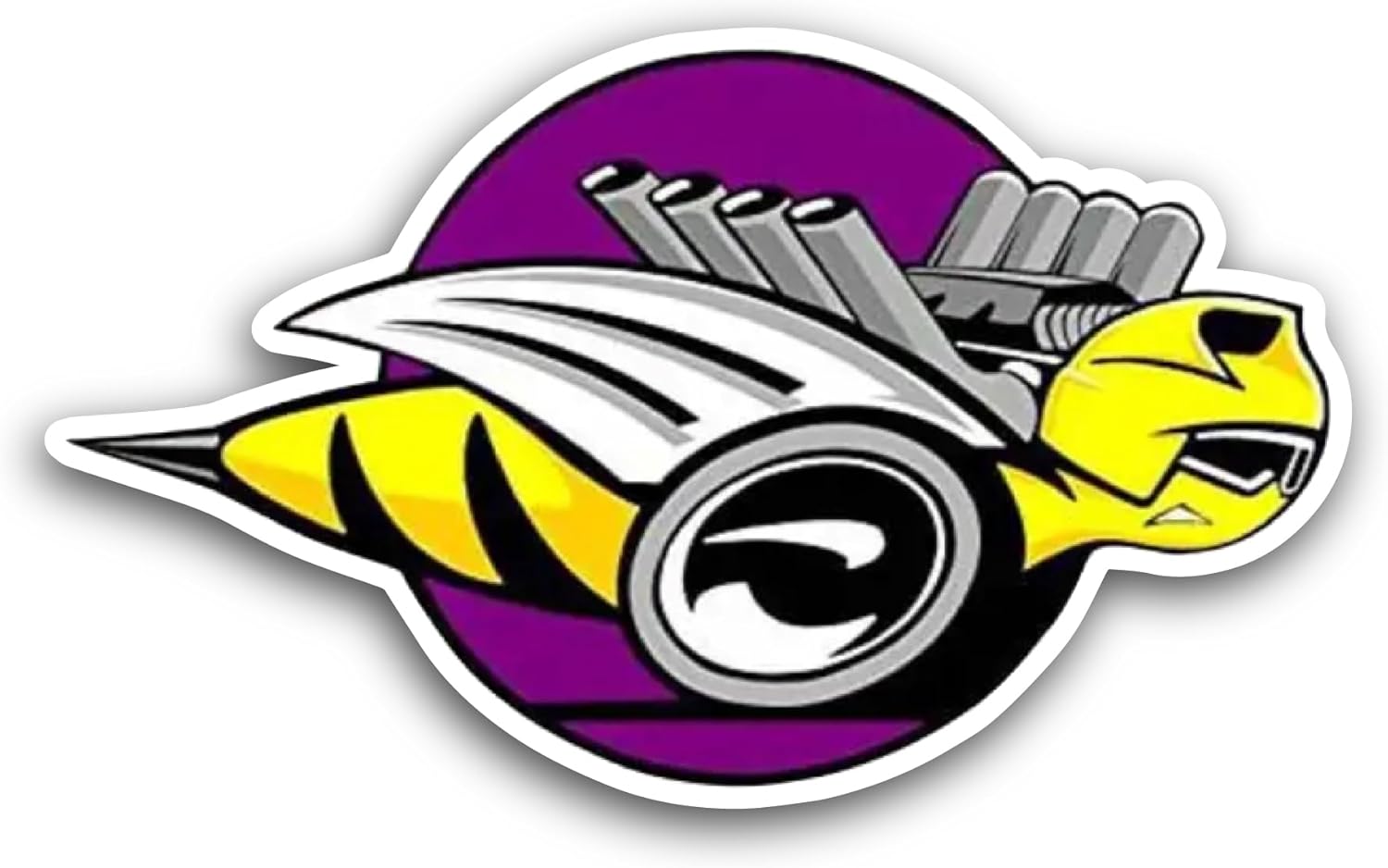 2 (Pieces) 3" and 5" Racing Bee Sticker, Waterproof Vinyl Decals for Many Purpose Like Cars, Trucks, Laptops, Phones, Windows and More
