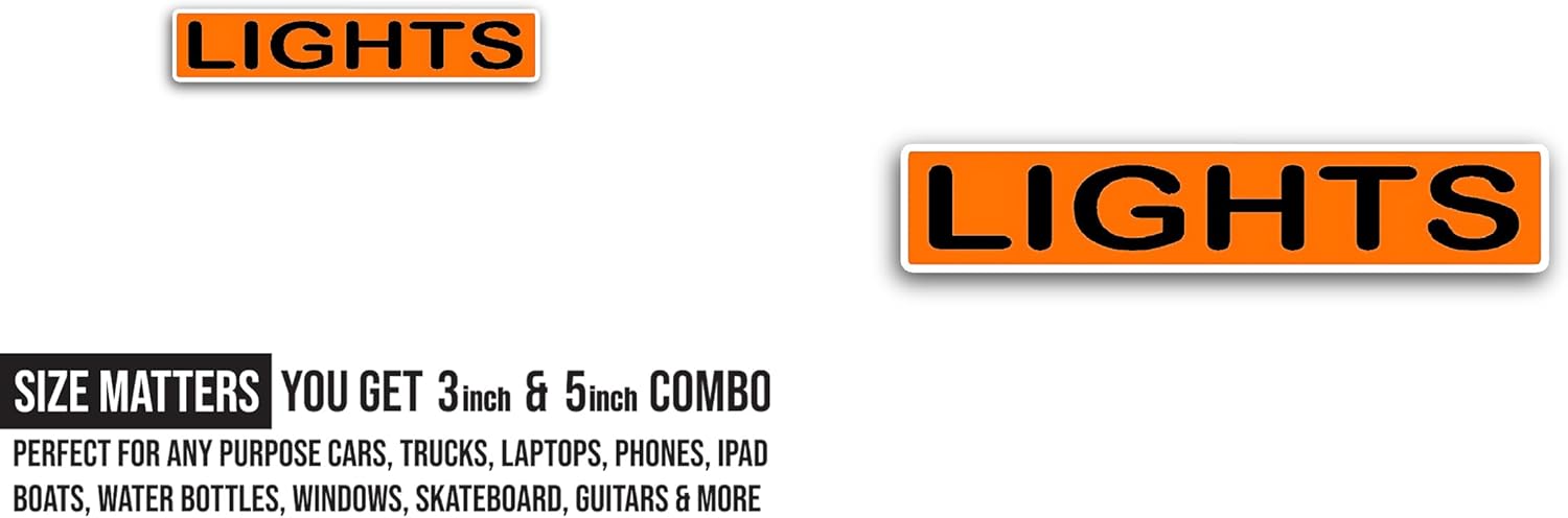 2 (Pieces) 3" and 5" Lights Sticker, Waterproof Vinyl Decals for Many Purpose Like Cars, Trucks, Laptops, Phones, Windows and More
