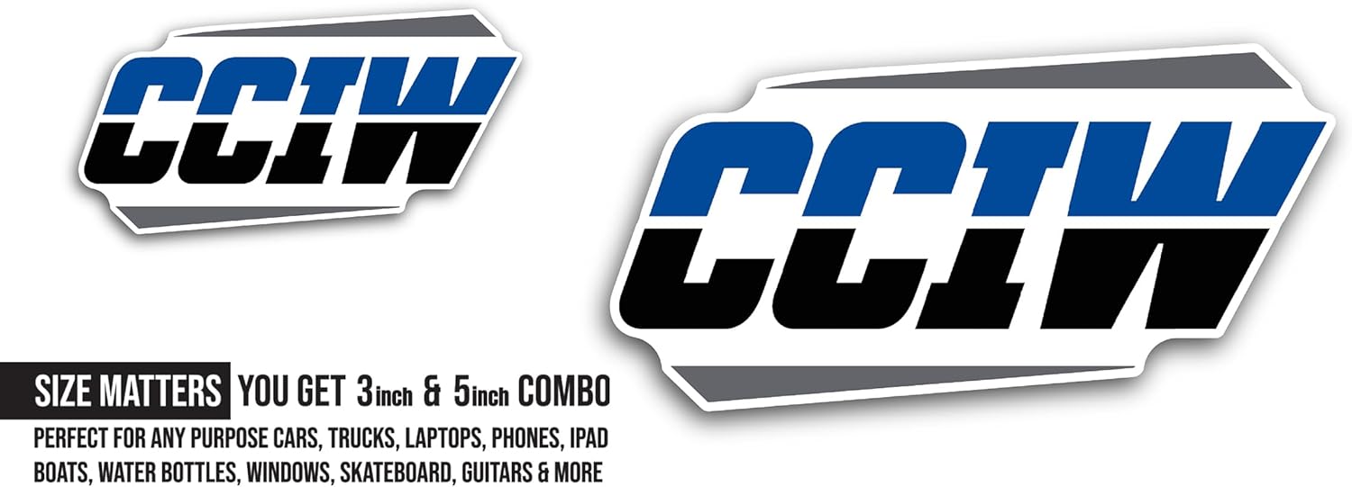2 (Pieces) 3" and 5" College C0nference of Illinois and Wisconsin Sticker, Waterproof Vinyl Decals for Many Purpose Like Cars, Trucks, Laptops, Phones, Windows and More