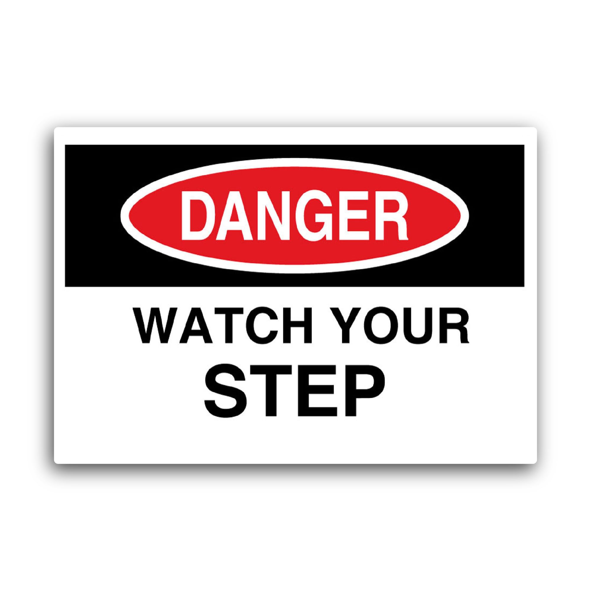 2 (Pieces) 3" and 5" Danger Watch Your Step Sticker, Waterproof Vinyl Decals for Many Purpose Like C
