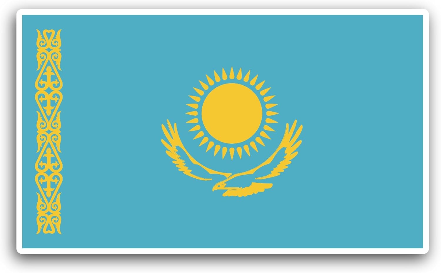 2 (Pieces) 3" and 5" Kazakhstan Flag Sticker, Waterproof Vinyl Decals for Many Purpose Like Cars, Trucks, Laptops, Phones, Windows and More