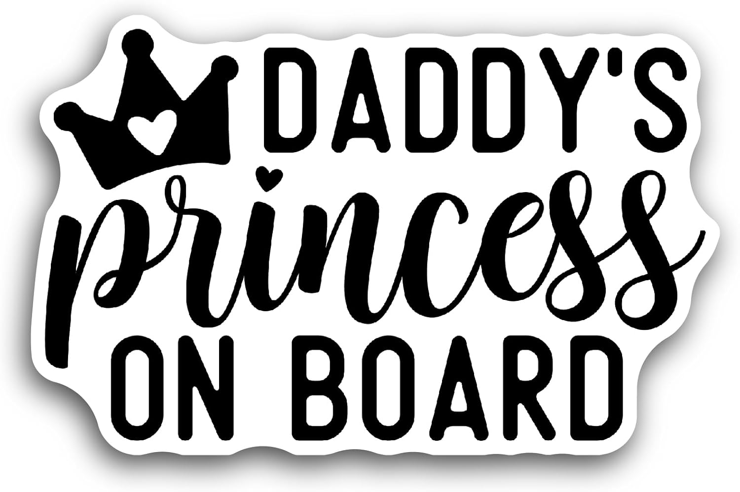 2 (Pieces) 3" and 5" Daddy's Princess on Board Sticker, Waterproof Vinyl Decals for Many Purpose Like Cars, Trucks, Laptops, Phones, Windows and More