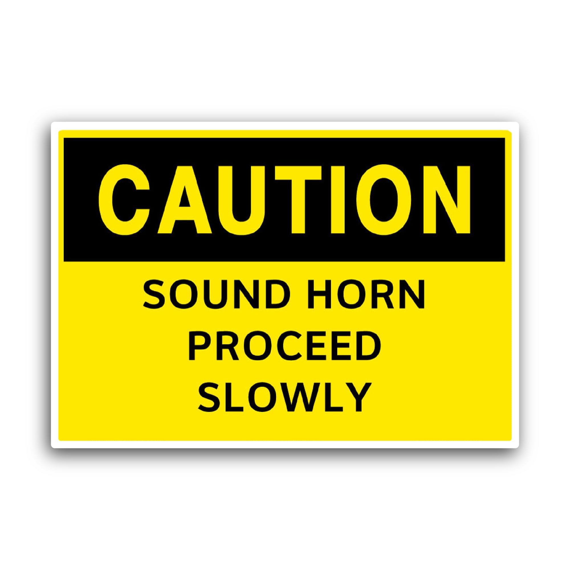 2 (Pieces) 3" and 5" Caution Sound Horn Proceed Slowly Sticker, Waterproof Vinyl Decals for Many Pur