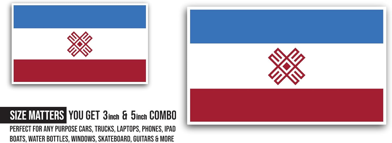 2 (Pieces) 3" and 5" Mari El Flag Sticker, Waterproof Vinyl Decals for Many Purpose Like Cars, Trucks, Laptops, Phones, Windows and More