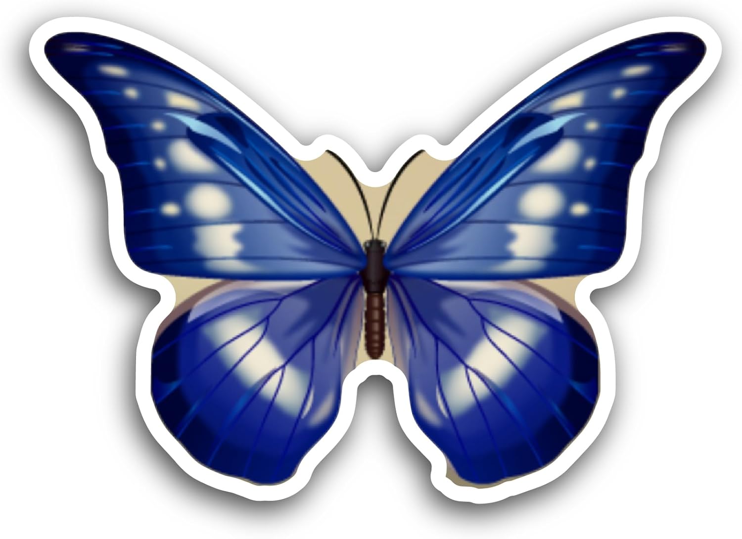2 (Pieces) 3" and 5" Blue Tropical Butterfly Sticker, Waterproof Vinyl Decals for Many Purpose Like Cars, Trucks, Laptops, Phones, Windows and More
