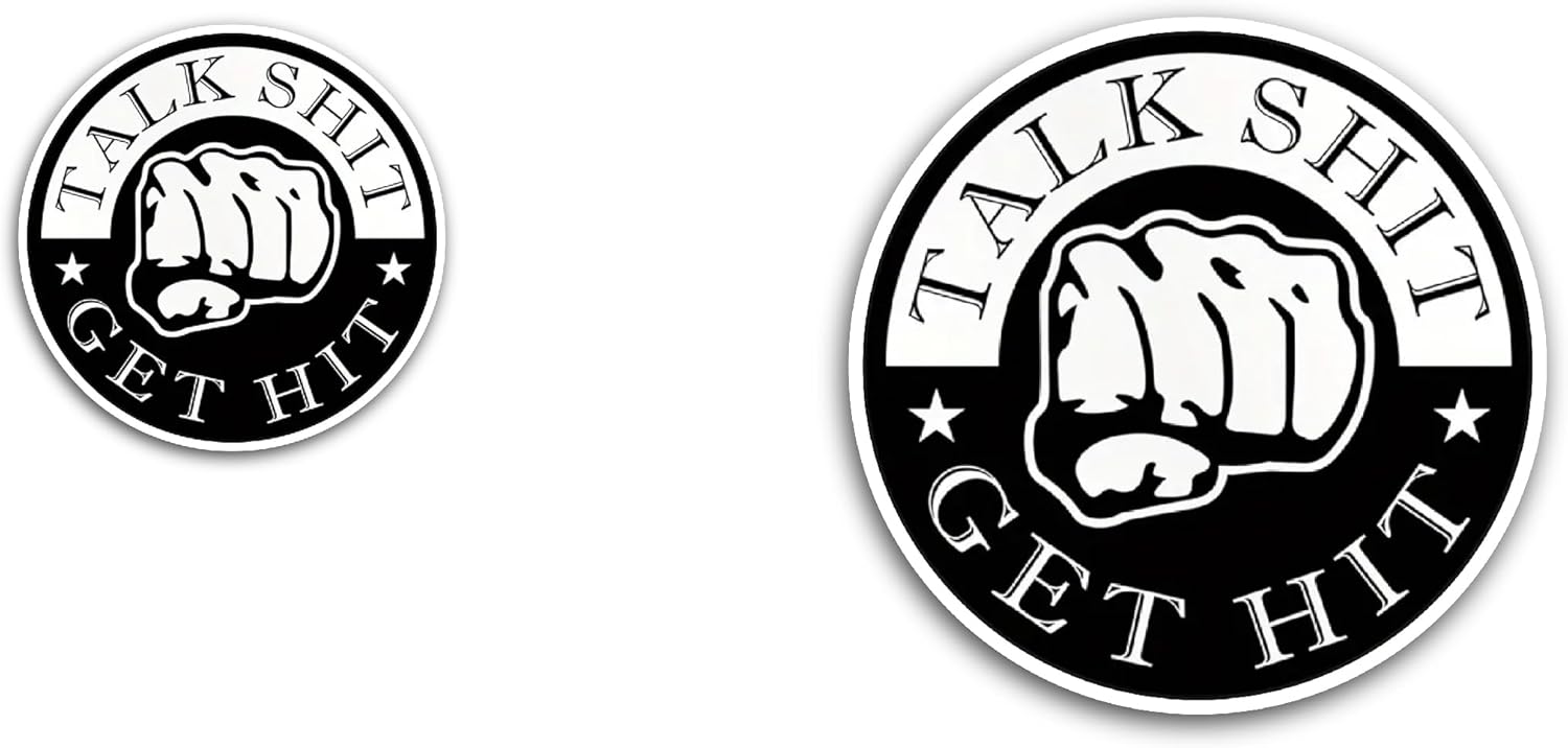 2 (Pieces) 3" and 5" Get Hit Sticker, Waterproof Vinyl Decals for Many Purpose Like Cars, Trucks, Laptops, Phones, Windows and More