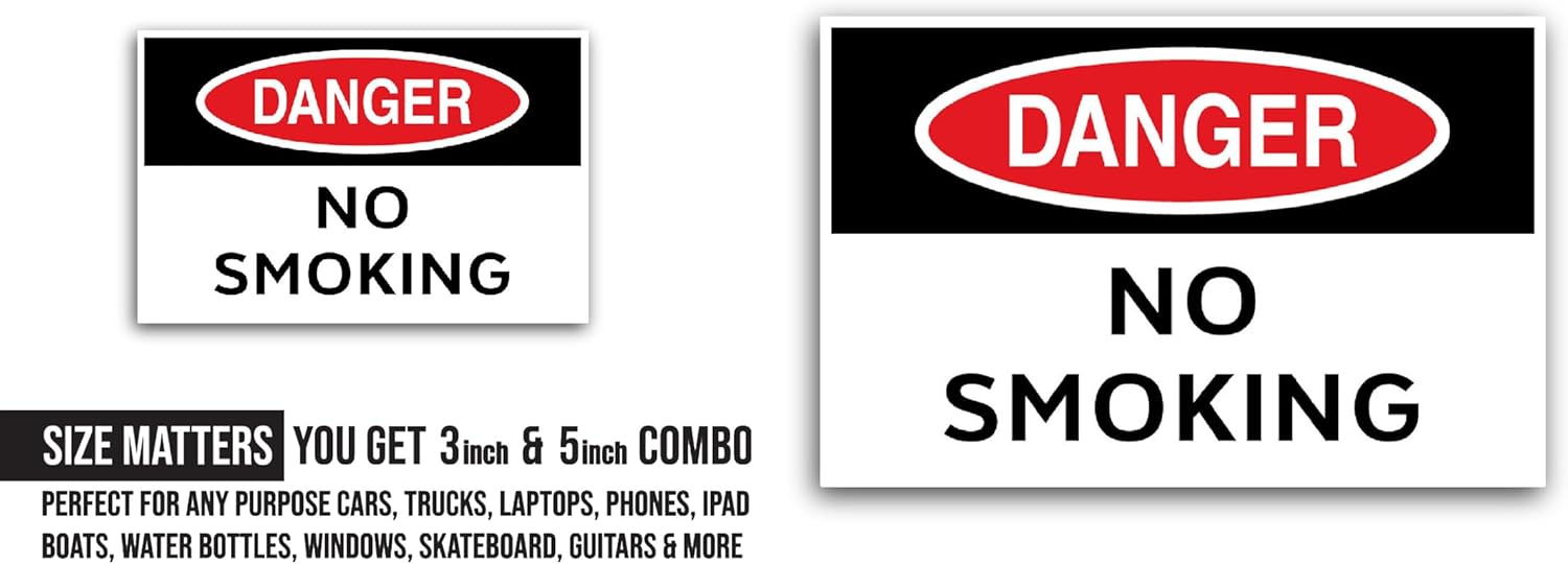 2 (Pieces) 3" and 5" Danger Sticker, Waterproof Vinyl Decals for Many Purpose Like Cars, Trucks, Laptops, Phones, Windows and More