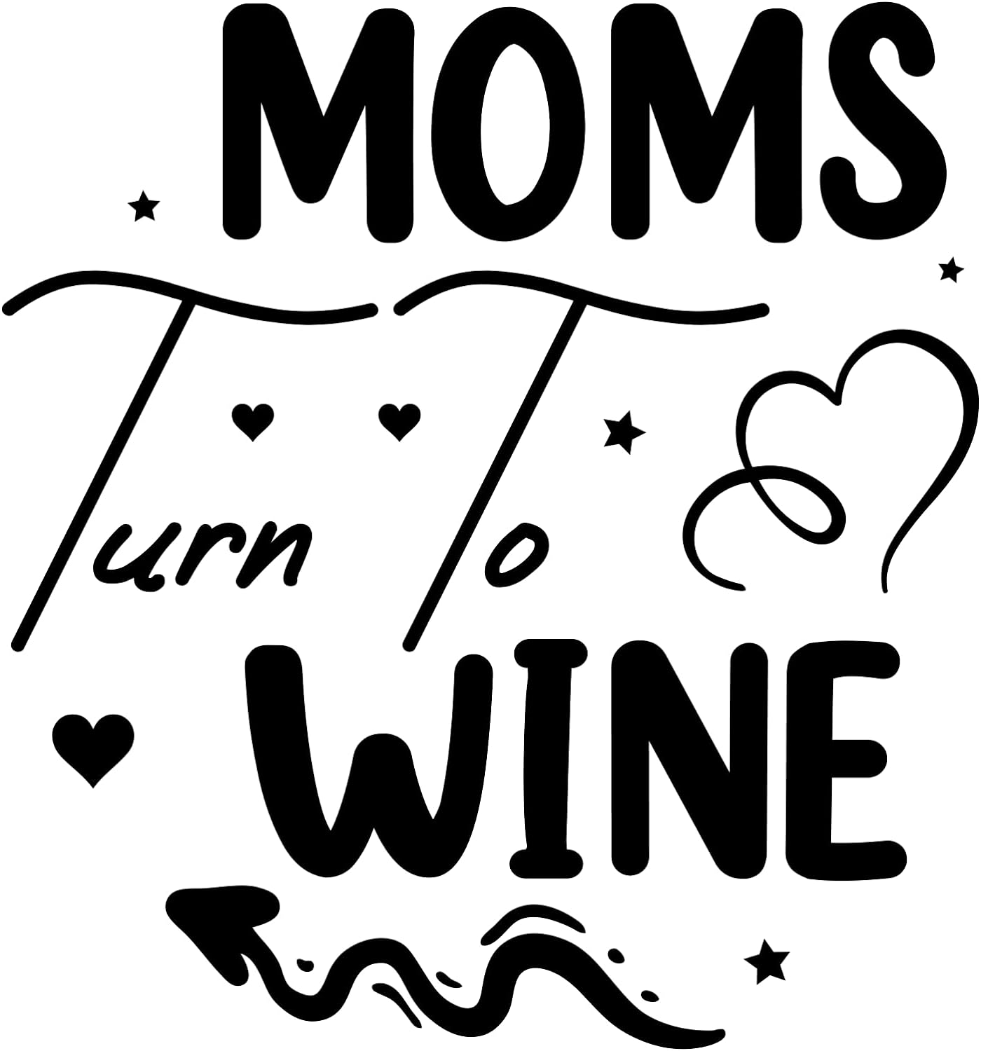 Inspirational Quote "Moms Turns to Wine" Motivational Sticker Vinyl Decal Motivation Stickers- 5" Vinyl Sticker Waterproof