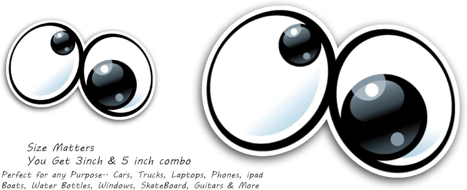 2 (Pieces) 3" and 5" Cross Eye Balls Decal Sticker, Waterproof Vinyl Decals for Many Purpose Like Cars, Trucks, Laptops, Phones, Windows and More