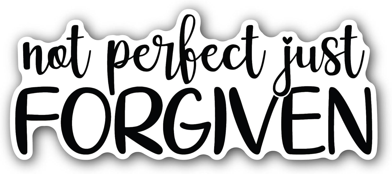 2 (Pieces) 3" and 5" Just Forgiven Sticker, Waterproof Vinyl Decals for Many Purpose Like Cars, Trucks, Laptops, Phones, Windows and More