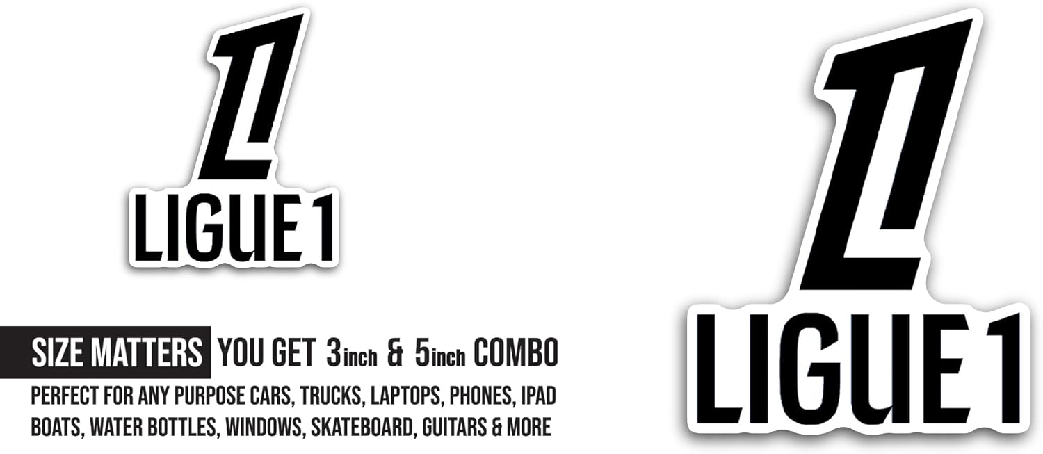 2 (Pieces) 3" and 5" Ligue1 Sticker, Waterproof Vinyl Decals for Many Purpose Like Cars, Trucks, Laptops, Phones, Windows and More