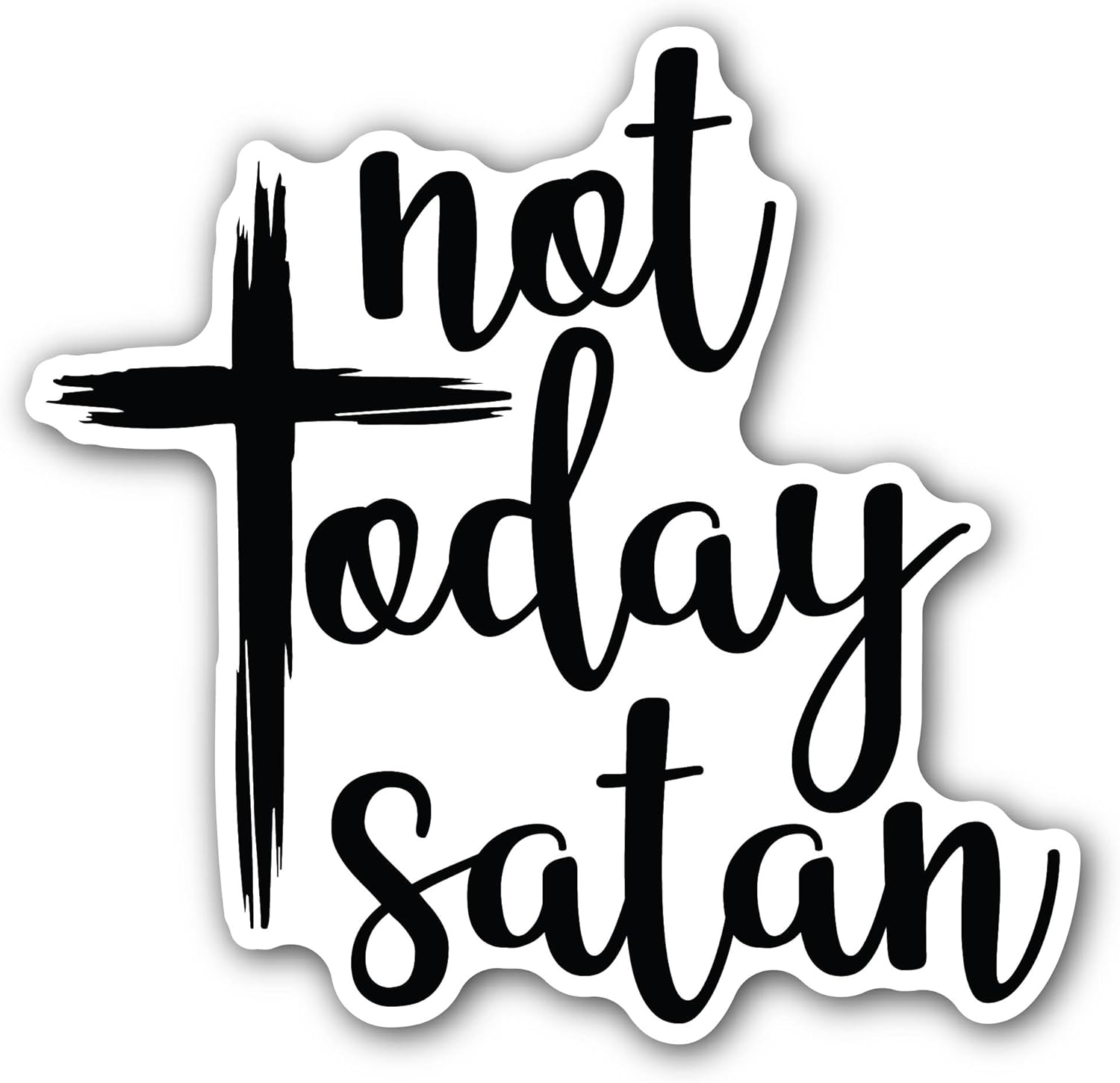2 (Pieces) 3" and 5" Not Today Satan with A Cross Sticker, Waterproof Vinyl Decals for Many Purpose Like Cars, Trucks, Laptops, Phones, Windows and More