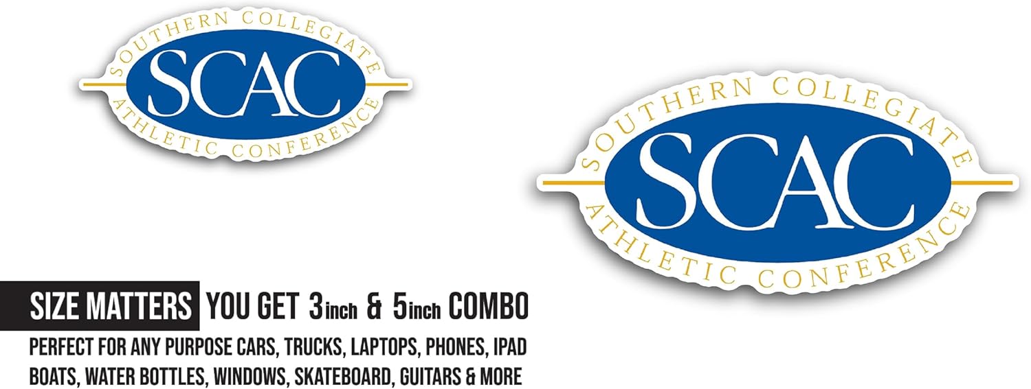 2 (Pieces) 3" and 5" Southern C0llegiate Athletic Conference Sticker, Waterproof Vinyl Decals for Many Purpose Like Cars, Trucks, Laptops, Phones, Windows and More