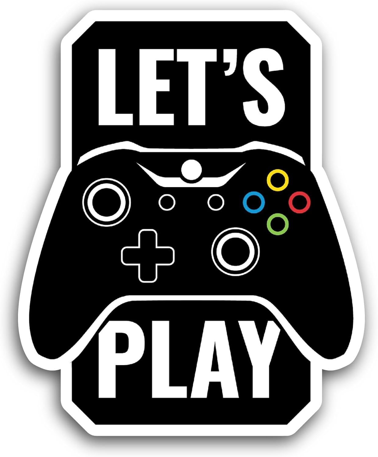 2 (Pieces) 3" and 5" Let's Play Joystick Sticker, Waterproof Vinyl Decals for Many Purpose Like Cars, Trucks, Laptops, Phones, Windows and More